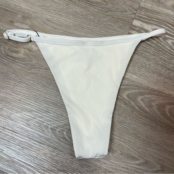 ZAFUL White Ribbed Bikini Bottom - Picture 2 of 5